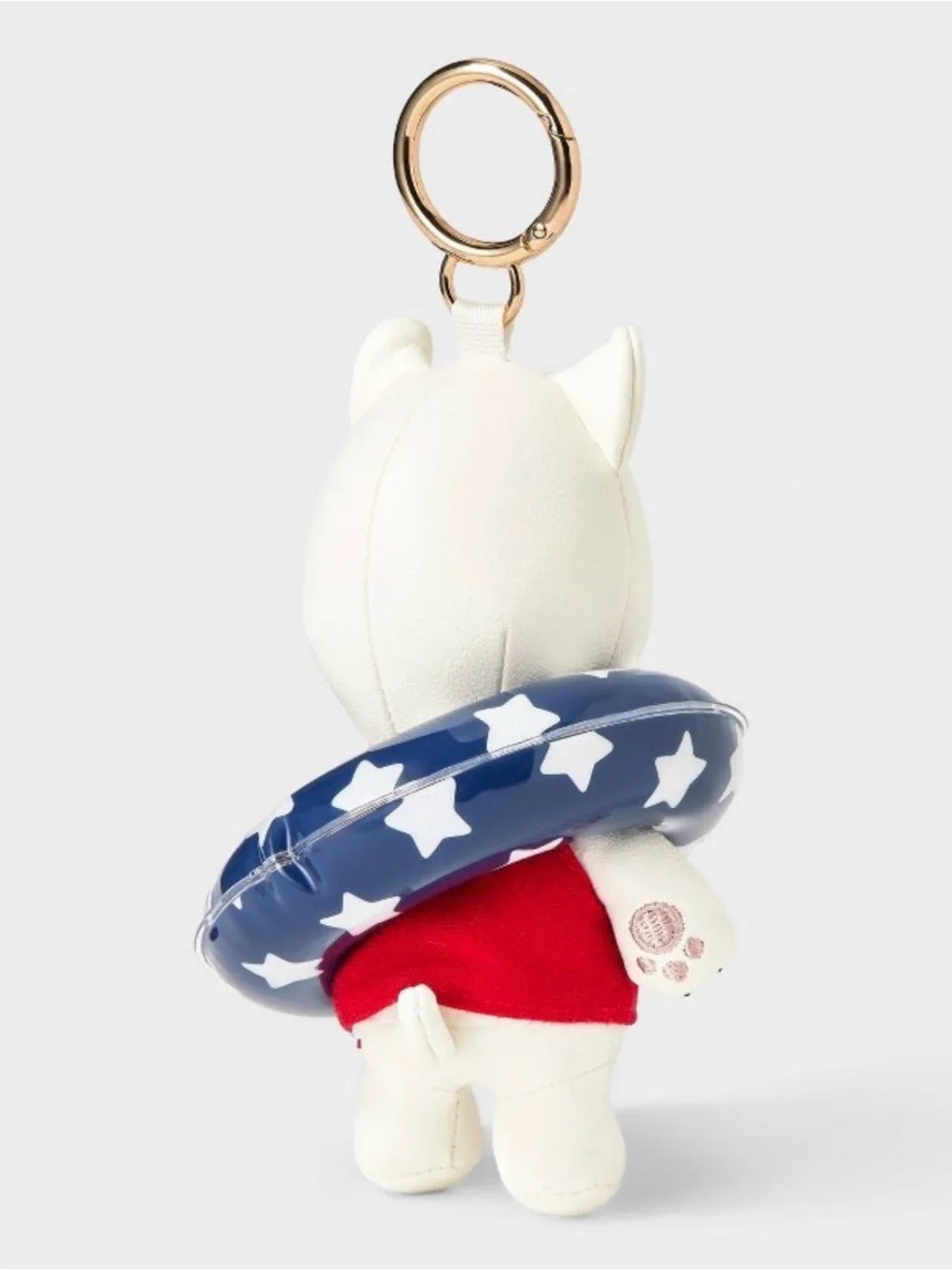 Target Dog bullseye summer patriotic Keychain Plush with Star Float - White/Red